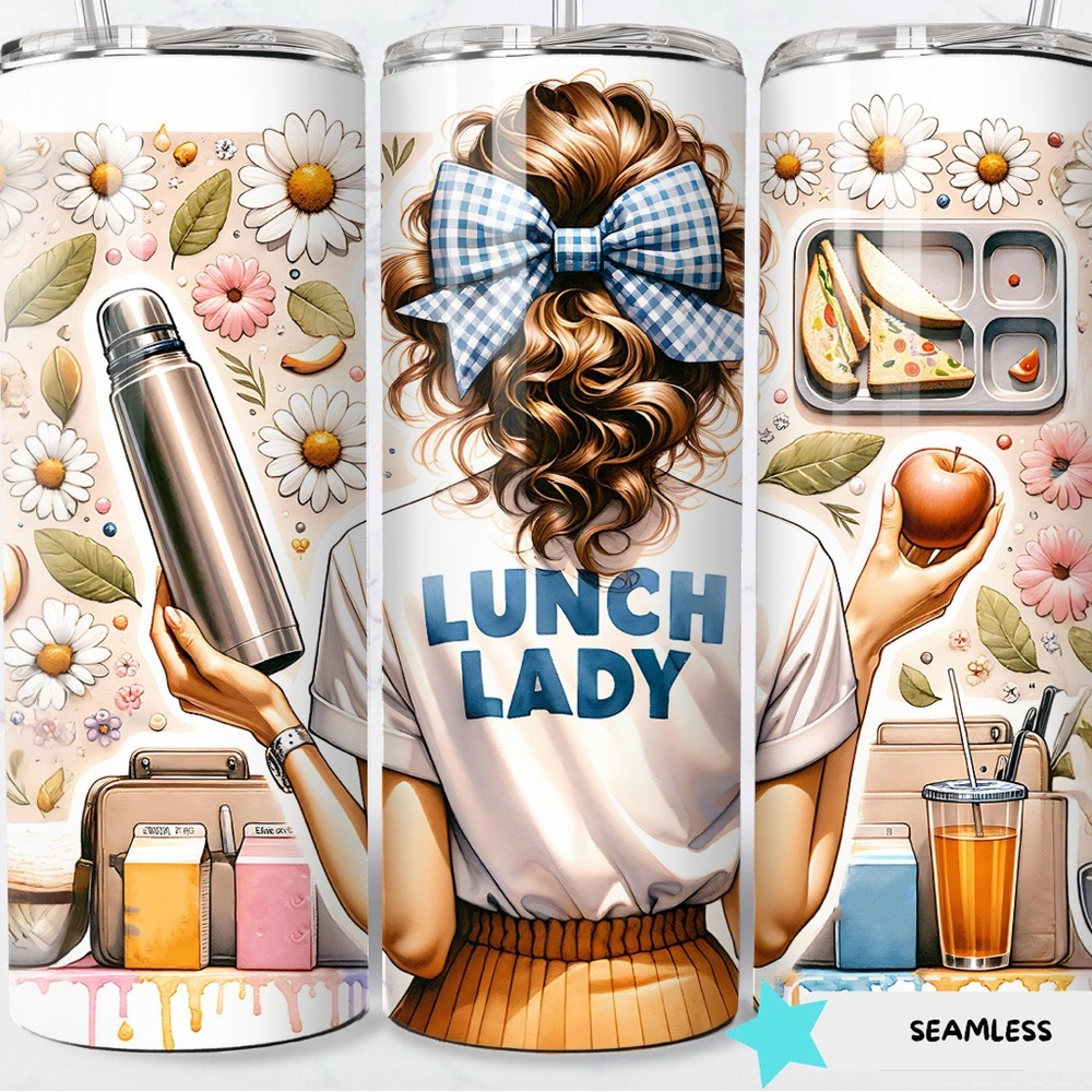 Lunch Lady Tumbler with Floral Design